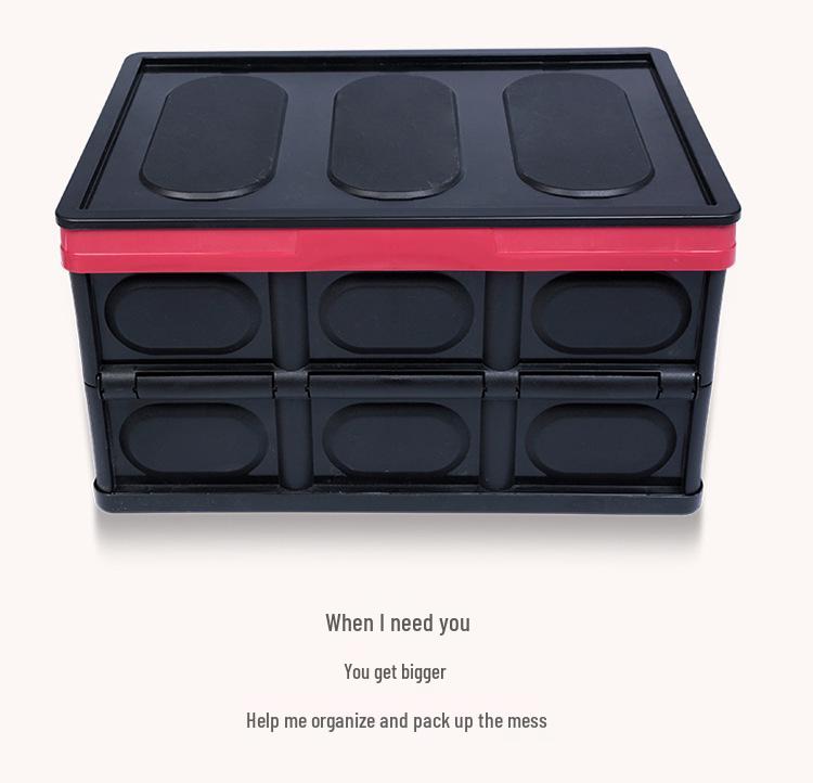 Portable Dual-Use Car and Home Folding Storage Box with Wooden Lid
