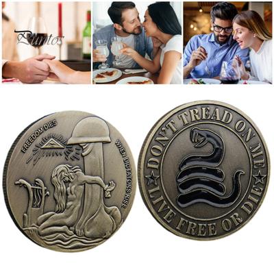 Bronze Challenge Coin Freedom Dies When Dictators Rise Metal Hobo Coin Live Free or Die Collectible Lucky Token Coin for Collectors