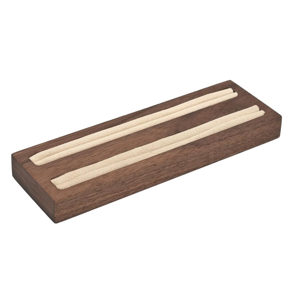 HeMu walnut double-slot ring display stand jewelry storage plate counter jewelry ornaments props solid wood ring display stand