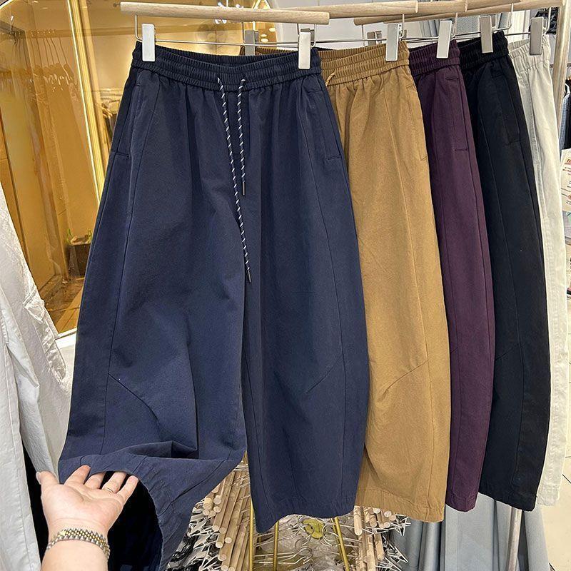 

Plus Size High Waist Slimming Wide Leg Drawstring Pants for Women - Spring Casual Loose Fit (2XL-300 Jin) 3XL (recommended 200-245 jin) темно-синий