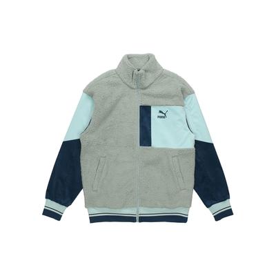 Retro Sherpa Collage Sports Jacket with Logo Men Jacket Emerald 534678-79