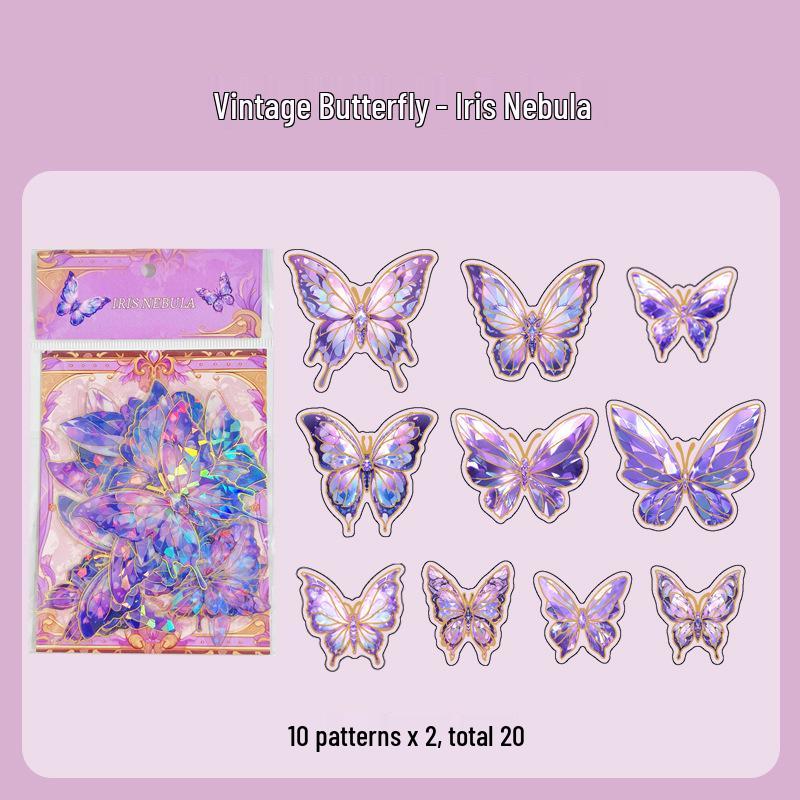 Dazzling 3D Laser Butterfly PET Sticker Pack for DIY Journal Decoration
