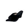 Feeling new fluffy slippers fairy pointed high-heeled slippers 2025 wear autumn and winter slope heel cool slippers woman