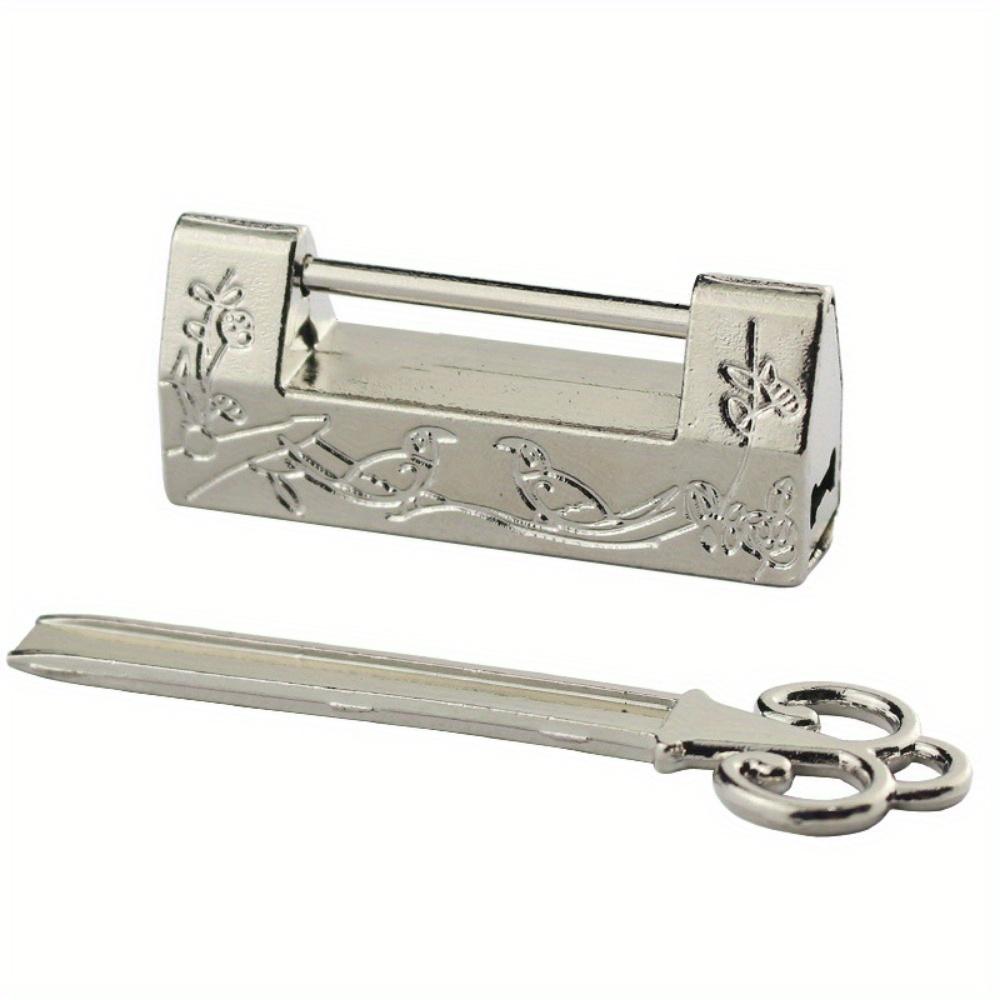 

Китайский старый замок Ретро Античный замок Ключевой замок Ювелирные изделия Деревянная коробка Замок Чемодан Ящик Древний декоративный замок серебряный