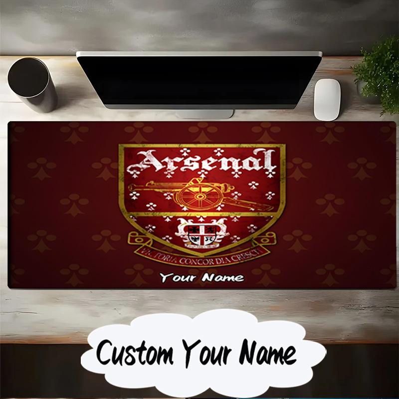 Benutzerdefinierter Name Mauspade Arsenal Fußball Club Wappen Mauspade, Gaming Mauspade, Tastaturpad, Schreibtischdekoration für Computer Notebook Fan Geburtstagsgeschenk