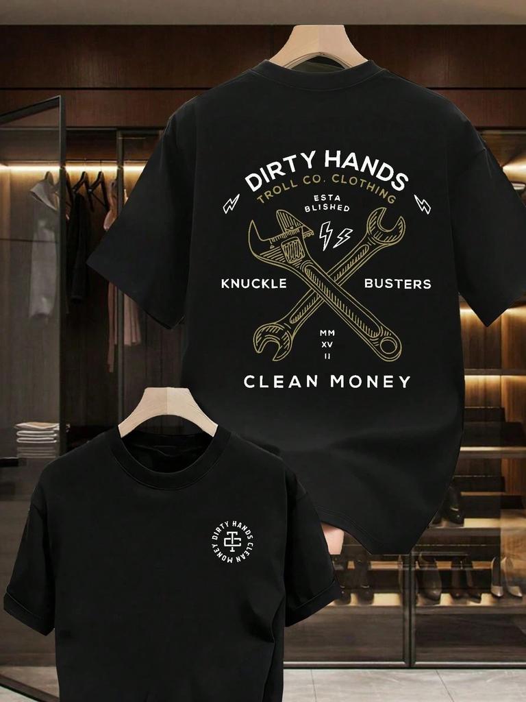 Men's Graphic T-Shirt Dirty Hands Clean Money Daily Wear Cotton Unisex Gift Idea for Him Her Streetwear Fashion Top