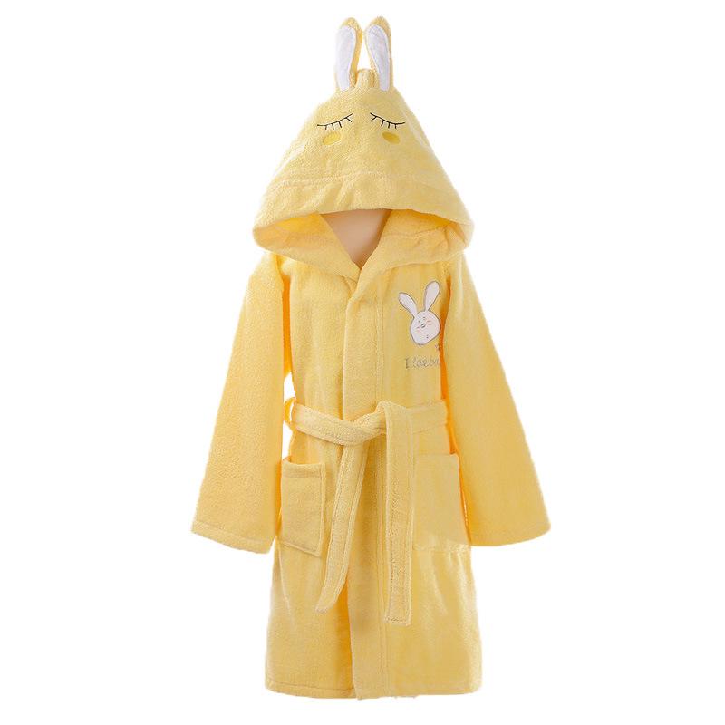 Albornoz de Rizo de Algodón Puro con Capucha de Dibujos Animados para Niños: Perfecto para Baño, Natación o Aguas Termales de Otoño e Invierno