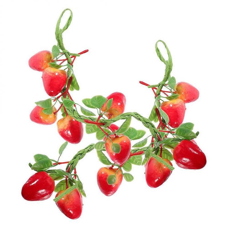Realistic Simulated Strawberry Vine for Decoration 2Pcs Red Garland