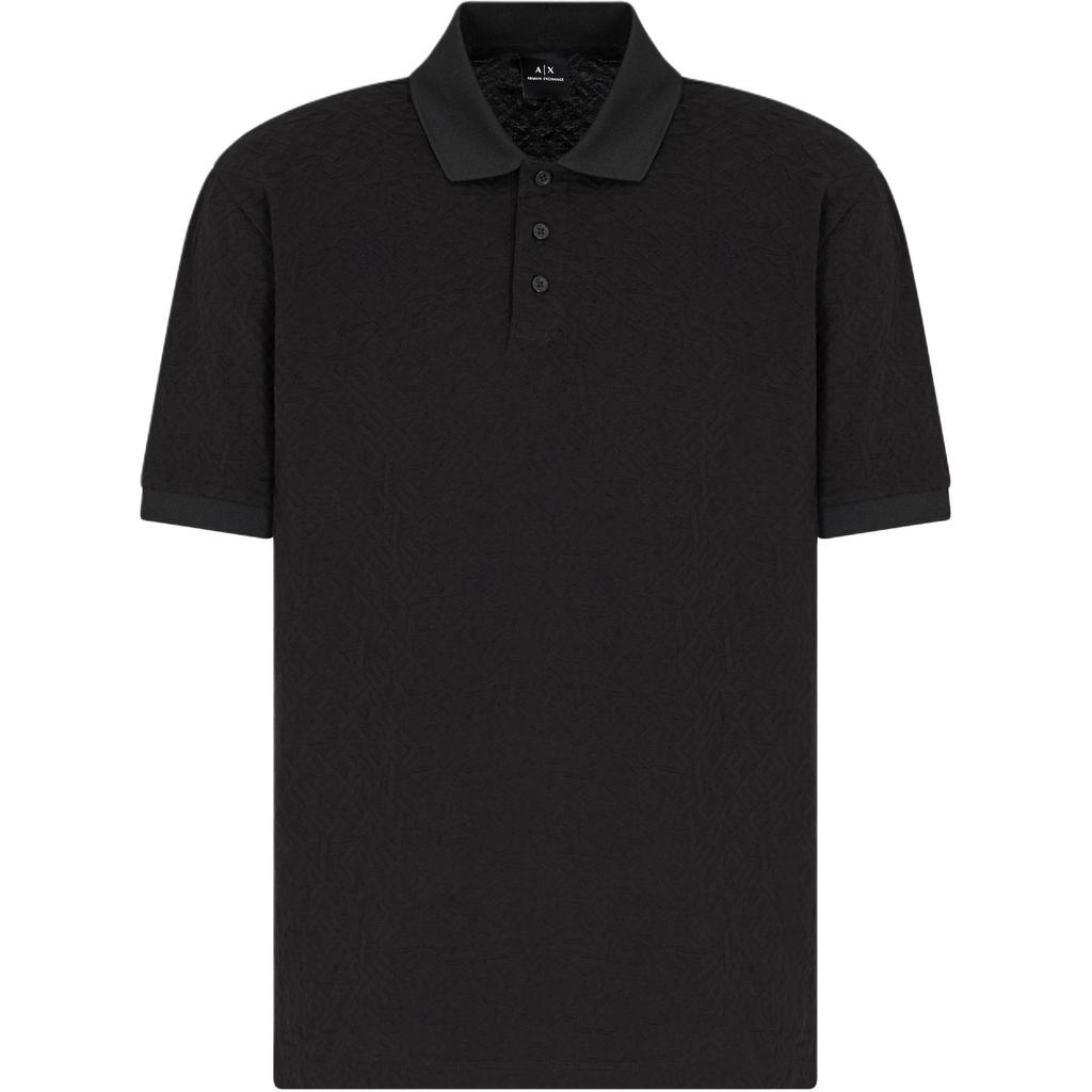 Armani Exchange SS25 Letter Jacquard Button Short Sleeve Polo Shirt Men Polo Shirts Black XM000477-AF10337-FC013