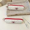 Floral Pattern Quilted Pencil Bags Bow Design Pen Cases Kawaii Pencil Pouches  School Use