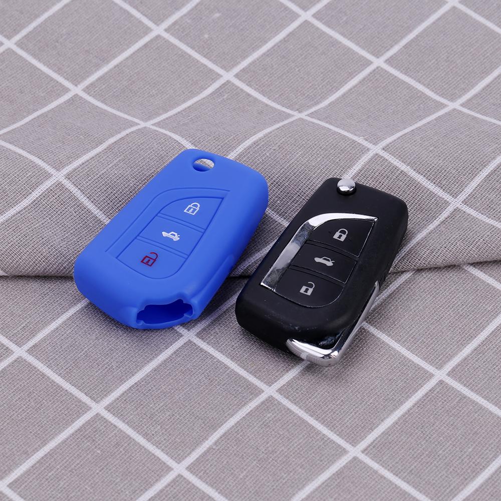 3 Knoppen Siliconen Auto Afstandsbediening Sleutelhoesje Voor Toyota Auris Corolla Yaris Rav4 Camry Scion Tc Im 2013-
