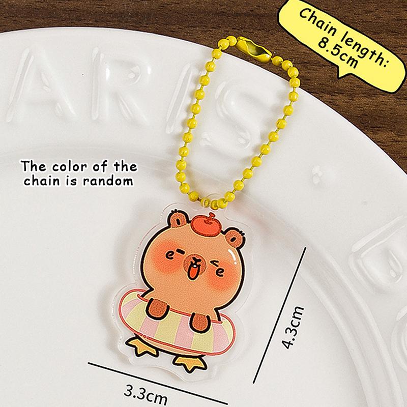Funny Cartoon Capybara Keychain Creative Cute Capybara Pendant  Simple Backpack Decoration Accessories Birthday Gifts