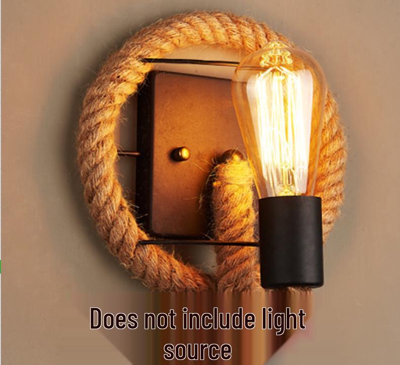 American Loft Iron Industrial Wall Lamp with Creative Rope Design for Bedside, Bar, Cafe, Living & Dining Rooms