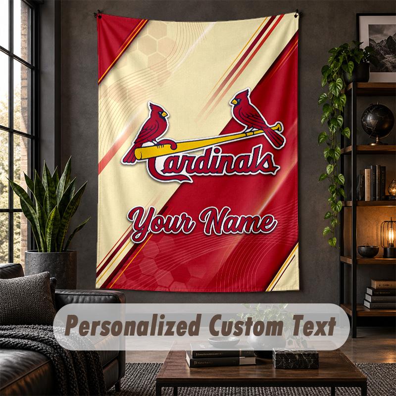 Personalized Wall Tapestry,St. Louis Cardinals Custom Text, Soft Fabric Wall Art For Indoor Decoration