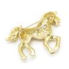 Brooch Horse Thoroughbred Lapel Pin for Women and Wedding KS52003 Men, (Gold)