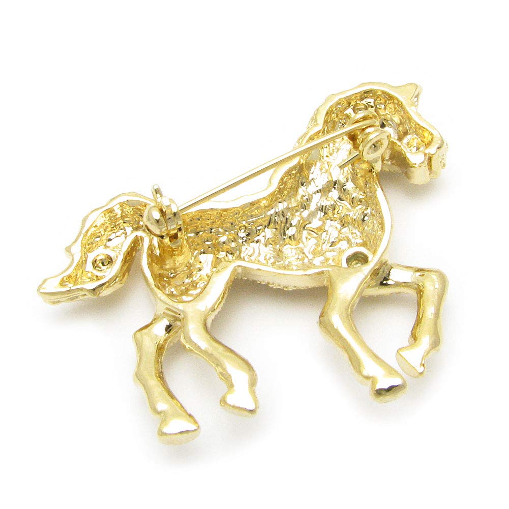 Brooch Horse Thoroughbred Lapel Pin for Women and Wedding KS52003 Men, (Gold)