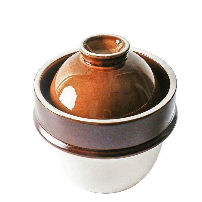 Japanese Earthenware Double-Lidded Pot for Soup, Congee, Claypot Rice - High Temp Resistant, Suitable for Gas Stoves, Dry Firing.