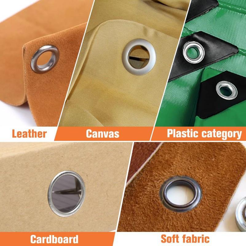 Kit 300 Pezzi Occhielli Metallici 10mm con Strumento di Installazione e Pinza a Mano