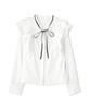 Jill by Jill Stuart Long Sleeve Pleated Ruffle Frill White Women's Blouse,
