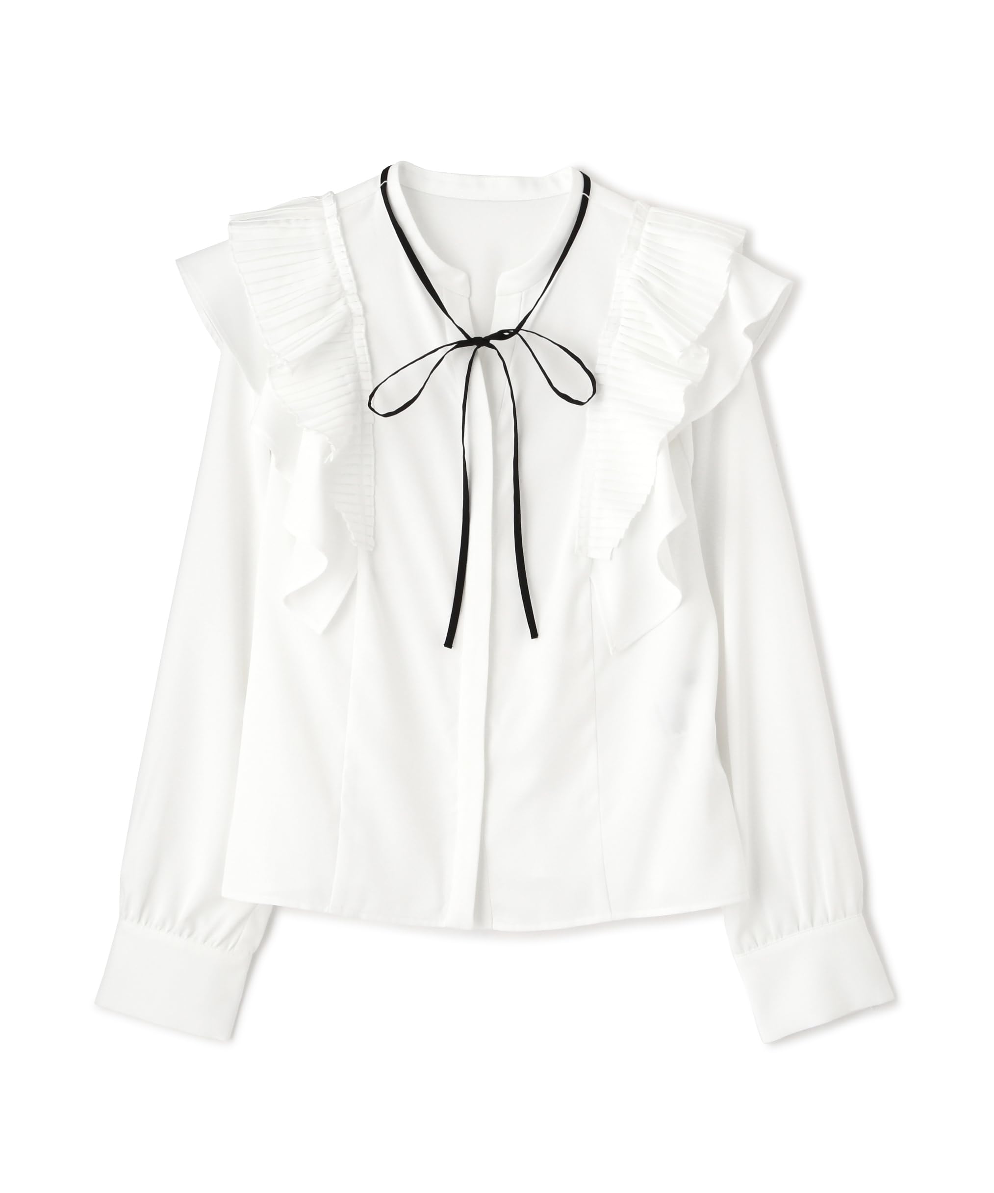 

Jill by Jill Stuart Long Sleeve Pleated Ruffle Frill White Women s Blouse, белый