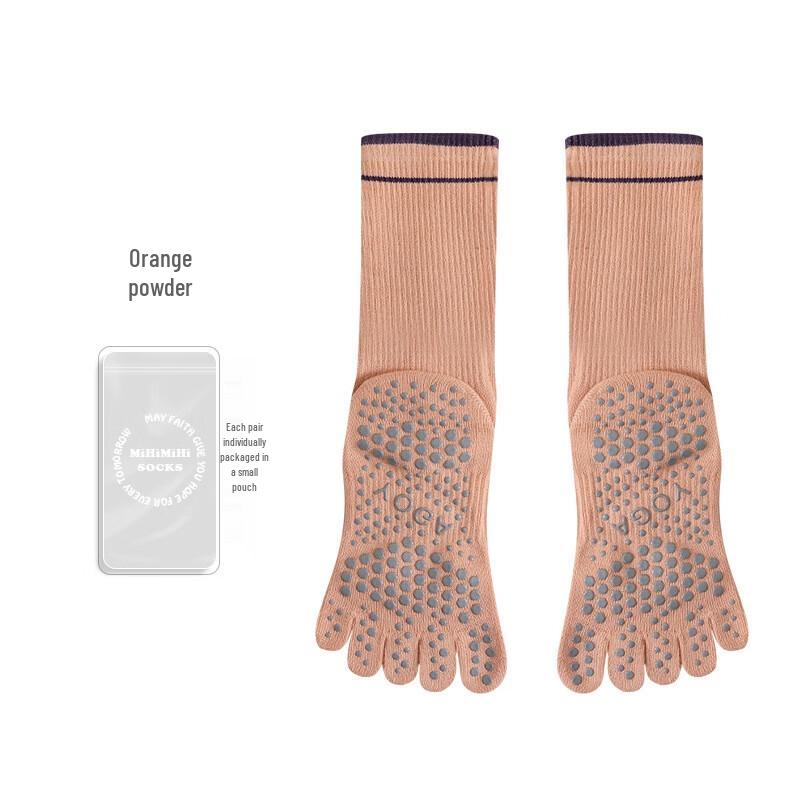 Jun Bie Anti-Slip Mid-Calf Toe Yoga & Pilates Socks