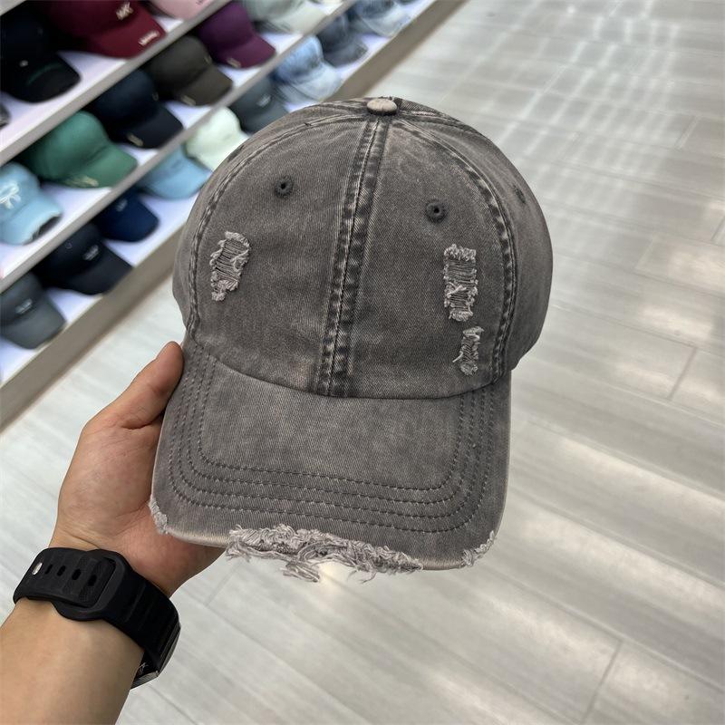 New Worn Hole Washed Deep Hat Versatile Old Casual Dome Women's Soft Top Baseball Cap