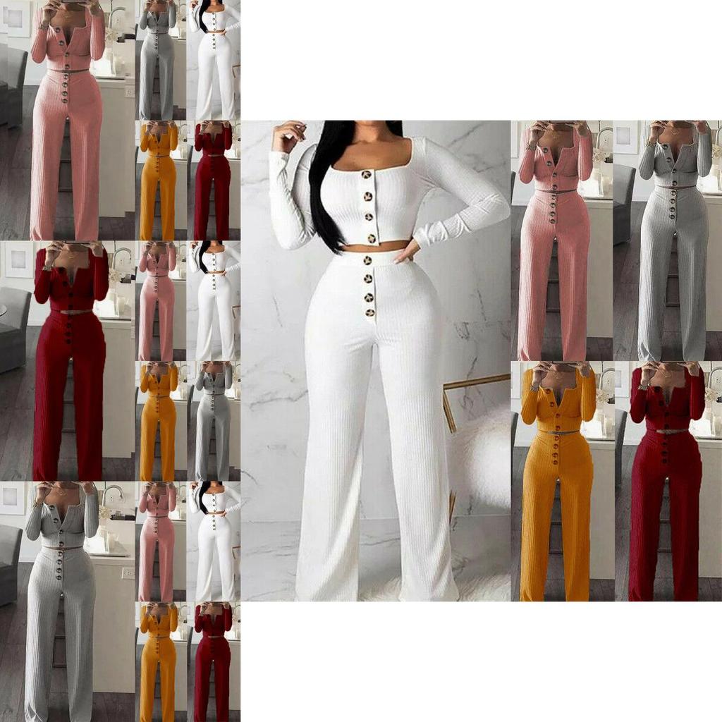 Stylish Women Tracksuit Cropped Top And Pants Set Comfortable Loungewear Collection Size 6-18