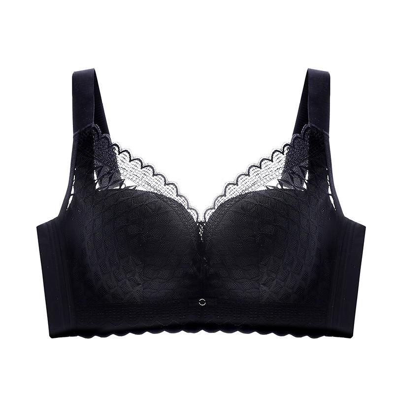 Underwear Women's Soft Steel Ring Thin Design Gathering and Adjusting Type Anti Sagging Bra Oversized Bra