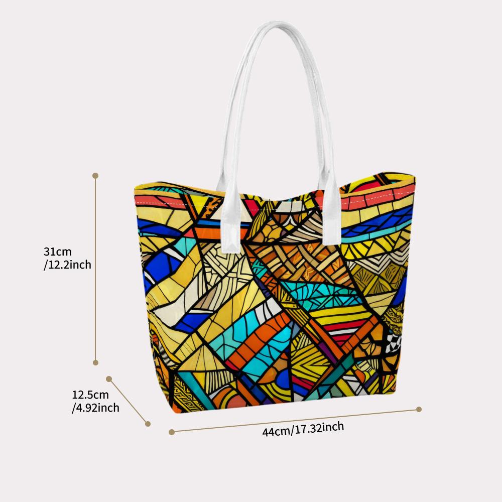 Geometric Abstract Tote Bag Fashion Colorful Daily Shoulder Handbag for Women Casual Outdoor Shopping Top Handle Bag