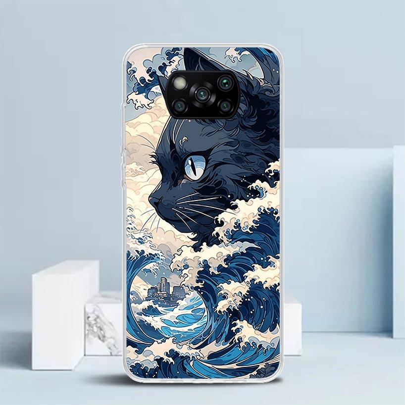 

Anime Cat Sea Wave Aesthetic Phone Case For Xiaomi Poco F7 Ultra X5 X6 X7 Pro M7 Redmi 15C 15 13C 13 12C 12 10C 10 10A 9 9C 9A 9 Xiaomi Poco X6 Pro