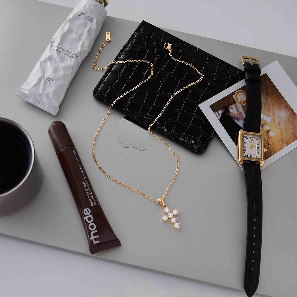 European and American stainless steel zircon cross necklace pendant clavicle chain titanium steel