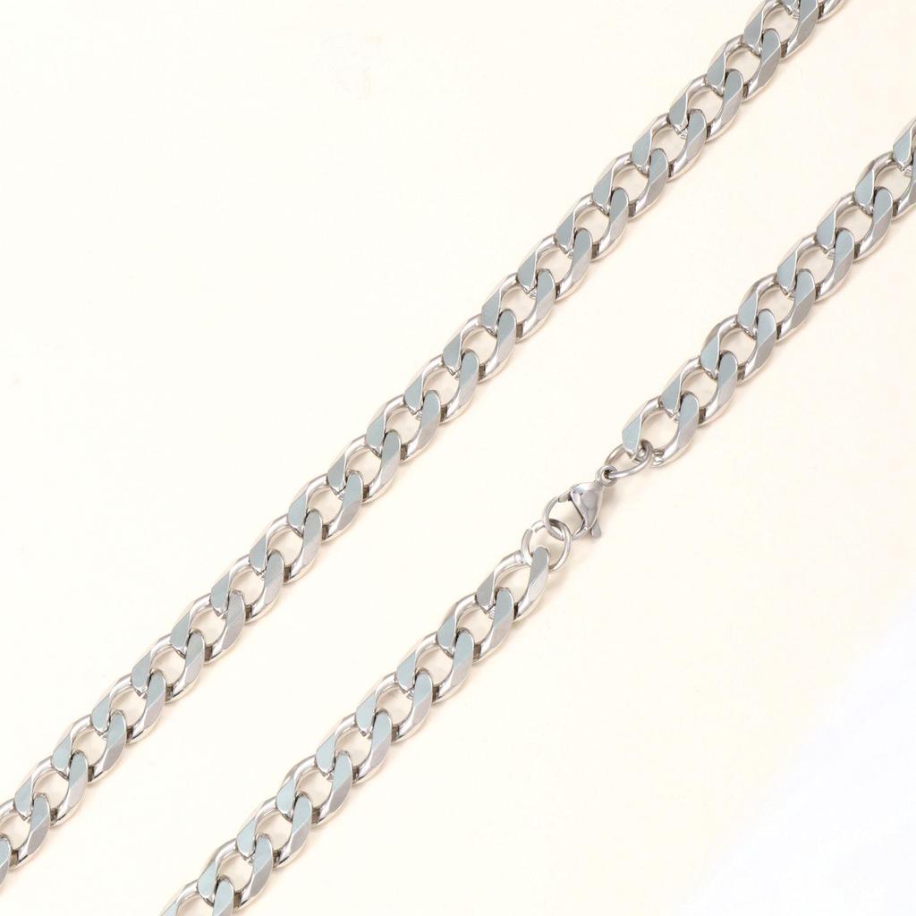European & American Fashion Hip Hop Necklace Bracelet: Six-Sided Grind, Light Luxury Stainless Steel Plain Chain