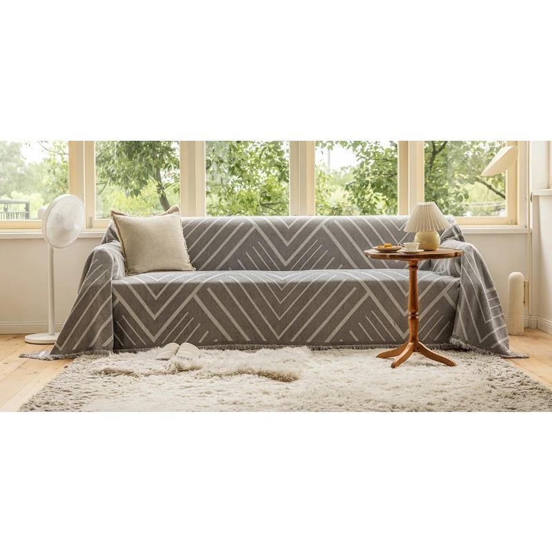 Slipcover Multi Functional Sofa Towel Cover Geometric Thick Double-sided Tablecloth Sofa Covers for Living Room