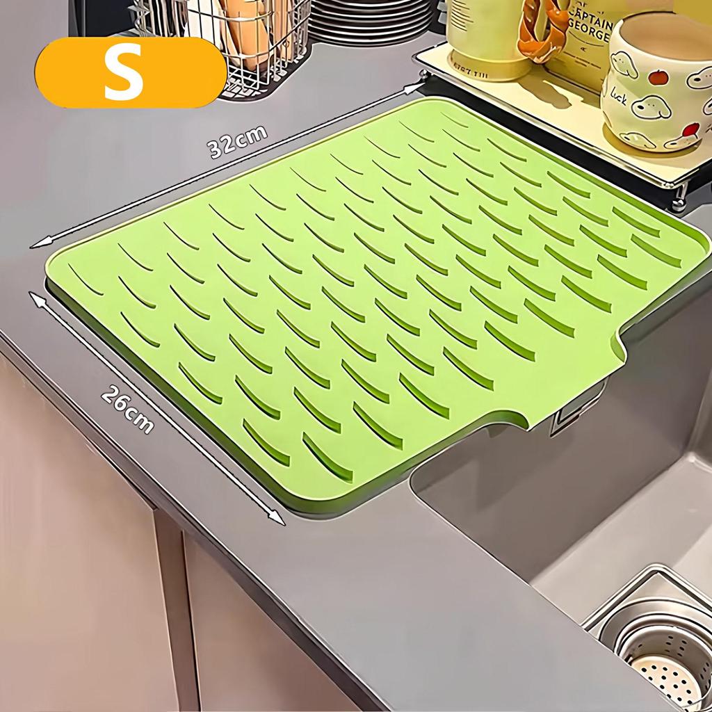 Kitchen Silicone Drain Mat Heat Resistant Non-Slip Drying Mat for Sink Countertop Dish Drying Pad Easy Clean Kitchen Organizer