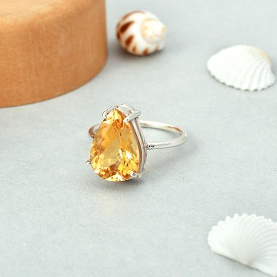 Natural Citrine Pear Gemstone 925 Sterling Silver Ring Size 7.75 US Gift Ring GIFT RING,ANNIVERSAY,BIRTHDAY,MOTHER,S DAY ETC