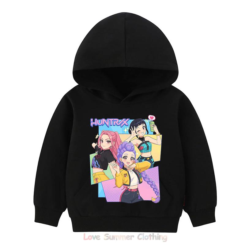 Kpop Demon Hunters Hoodie for Girls Age 4-14 HD Print 100% Polyester Pullover Casual Girls Sweatshirt Fall Many Colors Bulk Discount