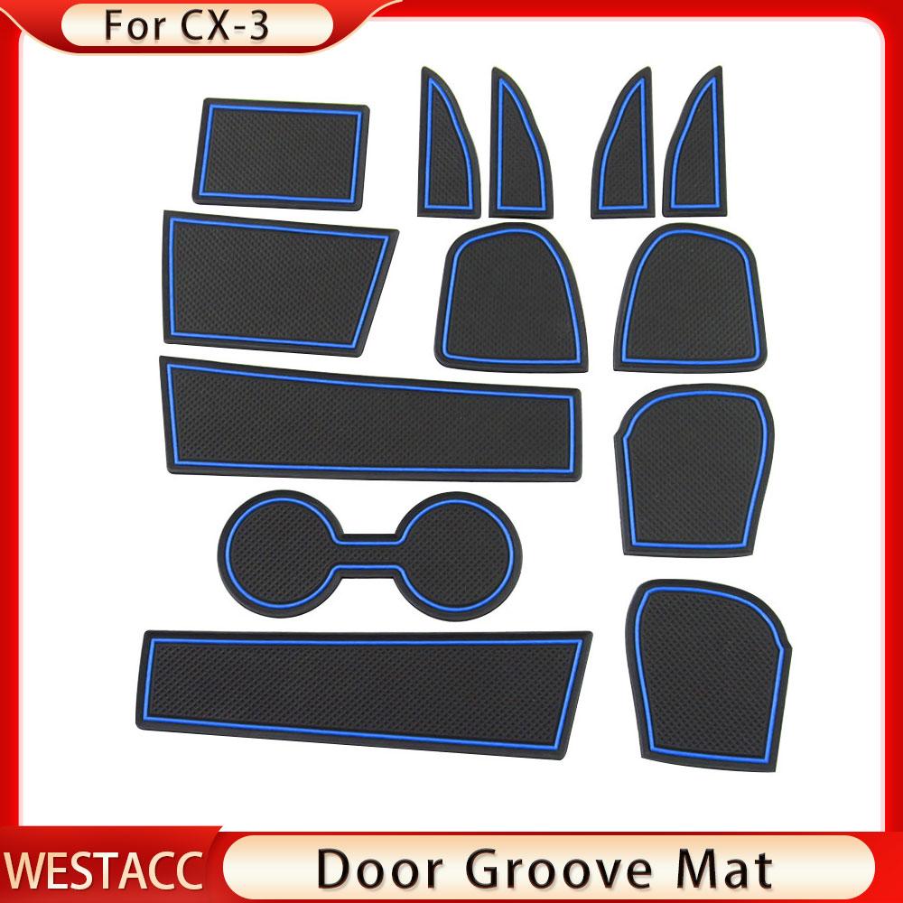 Silicon Car Door Groove Mat Anti-Slip Water Cup Pad Gate Slot Mats for Mazda CX-3 CX3 CX 3 2015 2016 2017 2018 