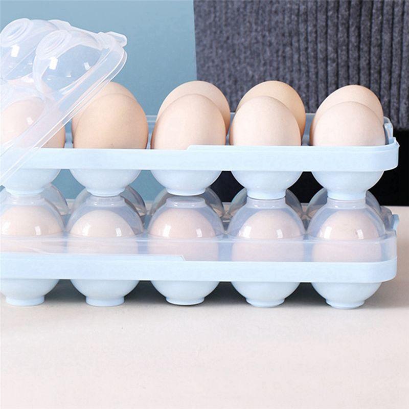 A84X-2Piece Egg Storage Box Refrigerator Crisper Egg Protection Box Portable Egg Carriage Container For Camping Picnic