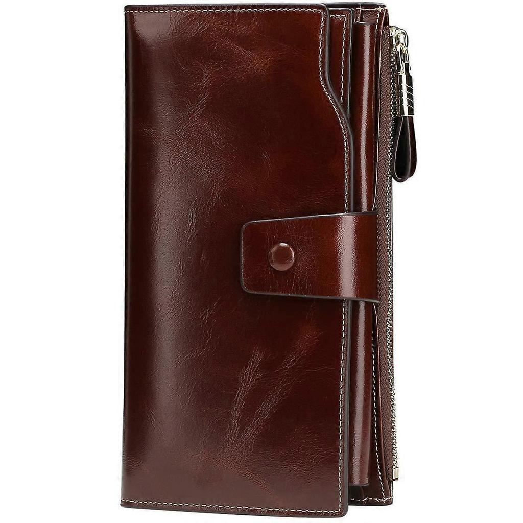 Ladies Purse, Large Capacity RFID Blocking Leather Women's Wallet with Multiple Card Slots and Zipper Coin Purse1pcsblack