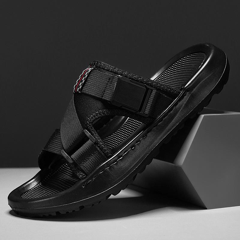 2025 summer open-toed sandals fashion trend casual men's shoes platform lightweight one-word drag foot quick-drying shoes