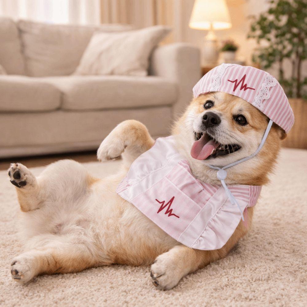 Breathable Cat Transformation Dress Funny Pet Pink Uniform Cat Nurse Outfit  Pet Transformation