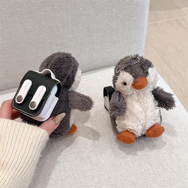 Plüsch-Pinguin-Ledertasche für AirPods 1 Apple Bluetooth kabellose Headset-Abdeckung 1/1/1. Generation pro1 süßes Mädchen