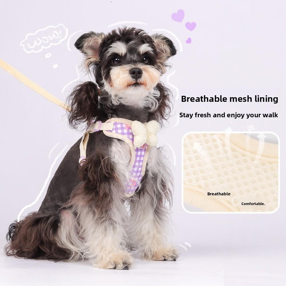 Pet Dog Harness With Bowknot Soft Comfortable No Pull For Small Medium Large Dogs