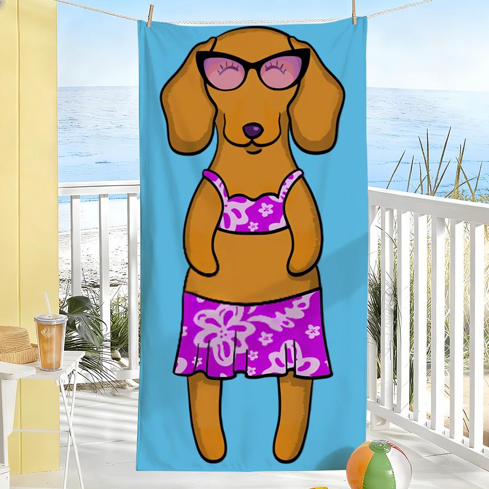

Sunbathing Dachshund Funny Towel Soft Pool Gift For Travel Gym Shower Camping Quick Dry Sports Large Beach Towels W30*H60(CM)