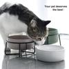 Gamelles surélevées pour chat en céramique Double gamelle pour nourriture et eau pour chat avec supports en acier pour chats chiens Anti vomissement Protection de la colonne vertébrale