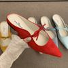 Fashion Female Shoes Ladies' Slippers Flock Cover Toe Luxury Slides Butterfly-Knot 2025 Designer Pointed Butterfly-knot Mary Janes