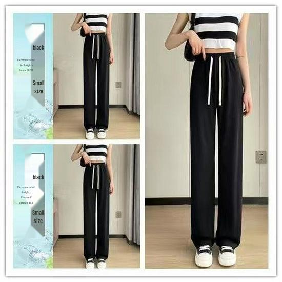 

Women s Summer High-Waist Wide-Leg Pants - Elastic, Lightweight, Draped, Floor-Length, Casual Fit. M (75-100 jin)