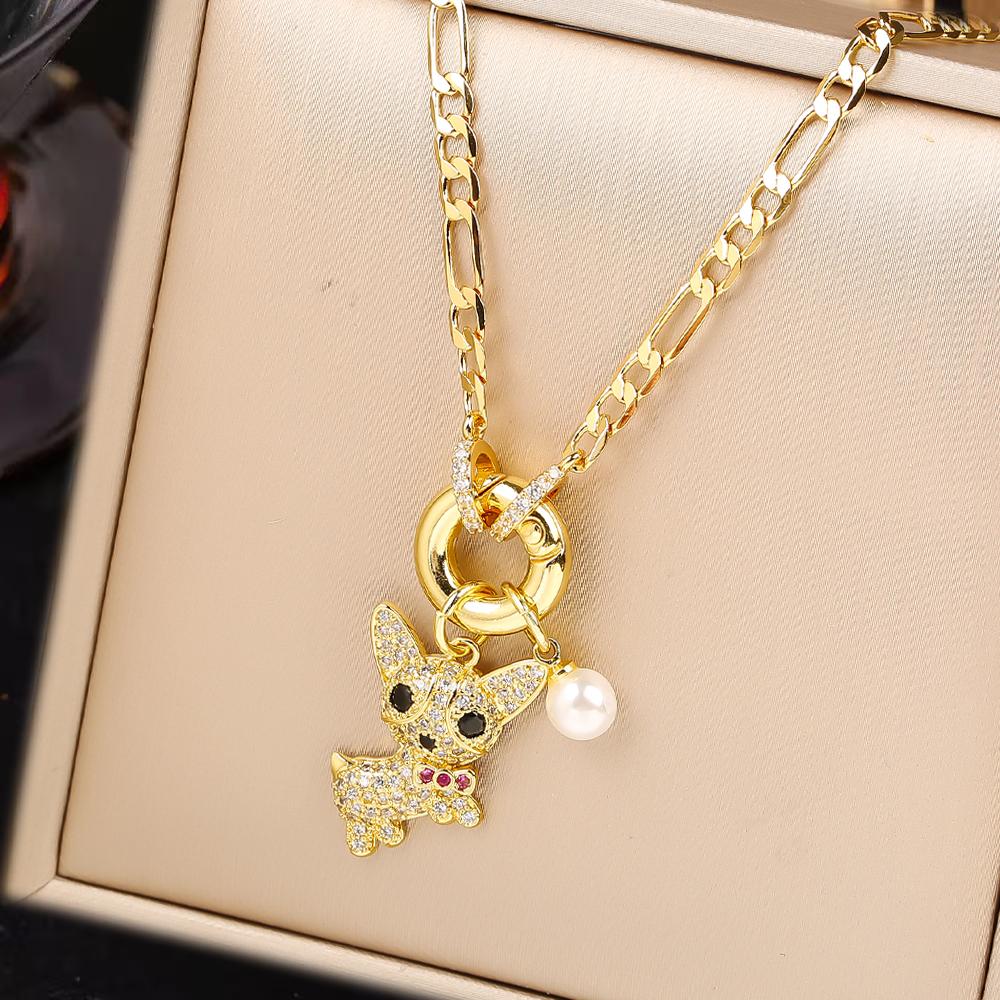 Shiny Zirconia Leopard Snake Fox Puppy Animal Pendant Necklace  For Woman Party Clavicle Chain Aesthetic Jewelry Female