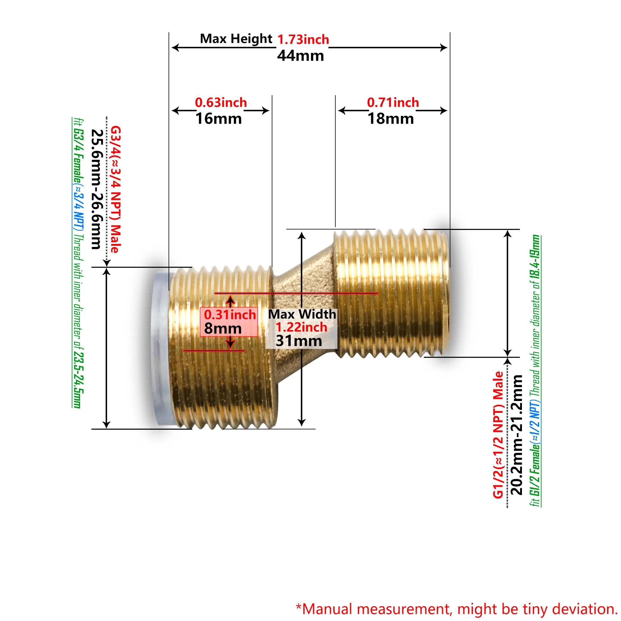 

Эксцентриковый адаптер G1/2 наружная резьба x G3/4 наружная резьба Увеличенное расстояние Соединитель Удлиненный угловой переходник для смесительного клапана для душа 1 piece&G1I2 M to G3I4 M