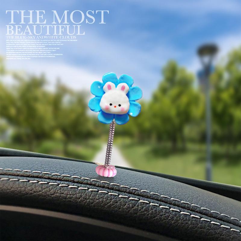 Car Dashboard Ornament 5pcs Cute Shaking Head Center Console Decoration Animal Sunflower Bobbleheads Interior Car Supplies For